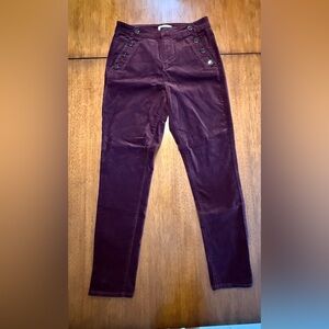 LOFT Burgundy Straight Leg Sailor Corduroy Jeans